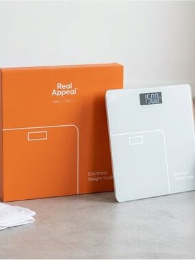 Real Appeal Rally/Coach Electronic Weight Scale - Sleek White Digital Bathroom